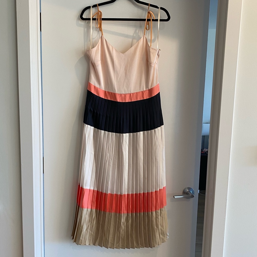 Banana Republic pleated satin mid length dress